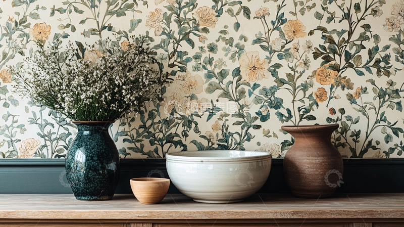 高清大图下载【趣麦麦图】花卉壁纸前的静物