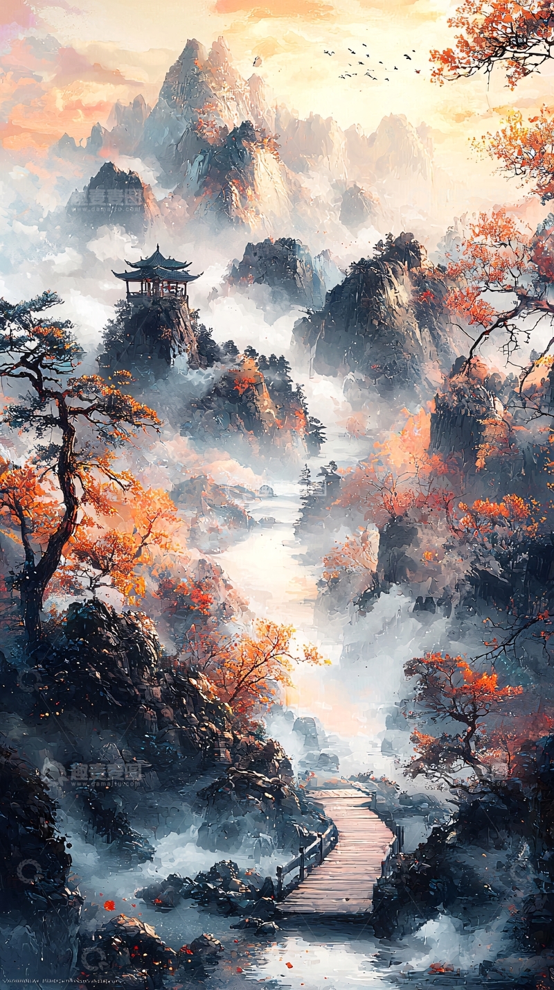 高清大图下载【趣麦麦图】水墨山水画356