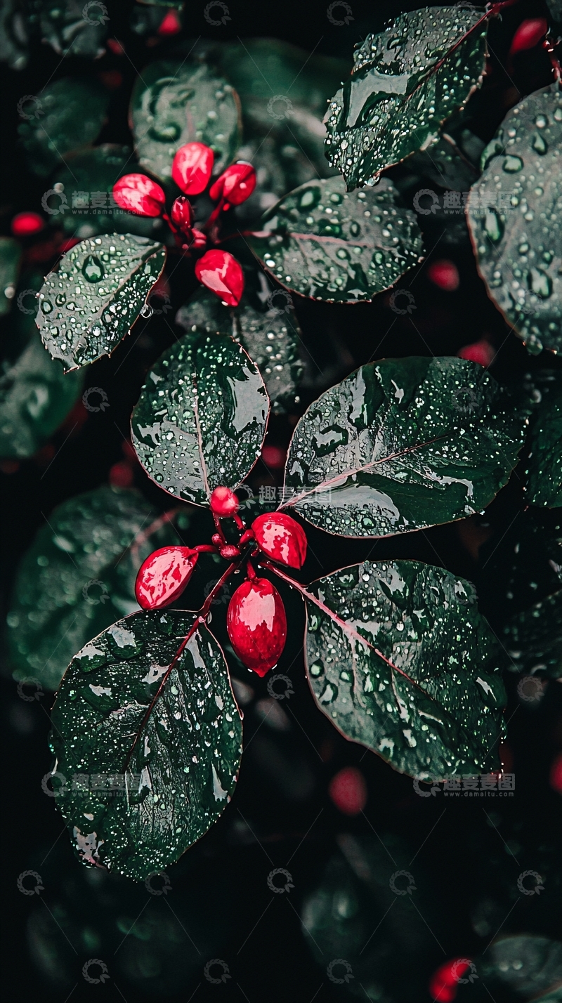高清大图下载【趣麦麦图】雨后红果绿叶