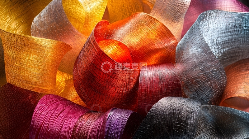 高清大图下载【趣麦麦图】彩色卷曲纤维丝带