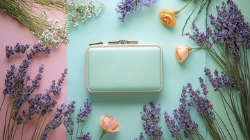 淡绿色小包与薰衣草