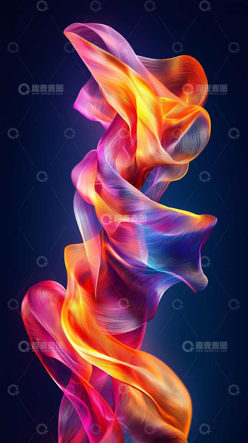 高清大图下载【趣麦麦图】抽象彩色丝带