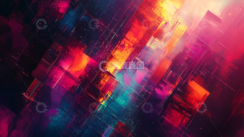 高清大图下载【趣麦麦图】抽象彩色几何结构