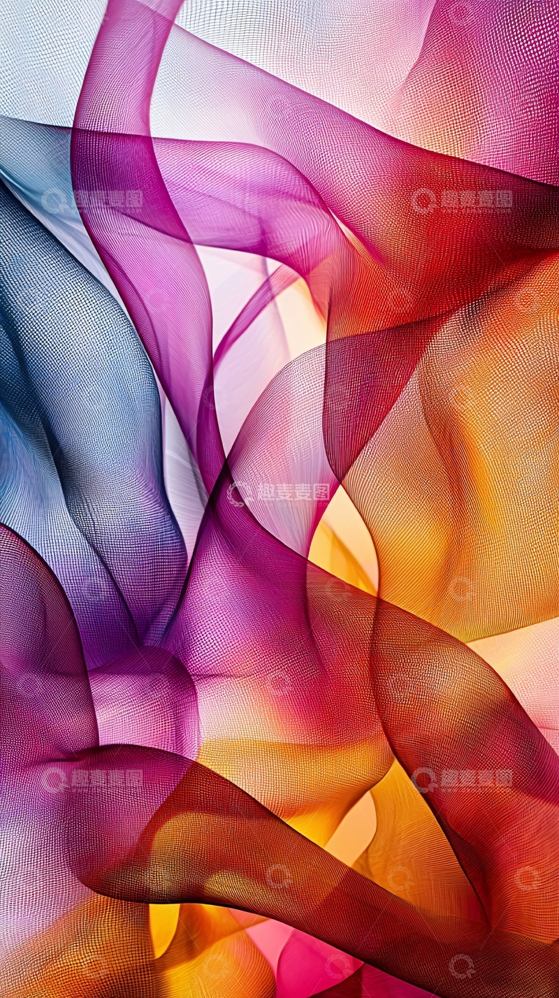 高清大图下载【趣麦麦图】抽象彩色丝绸波浪