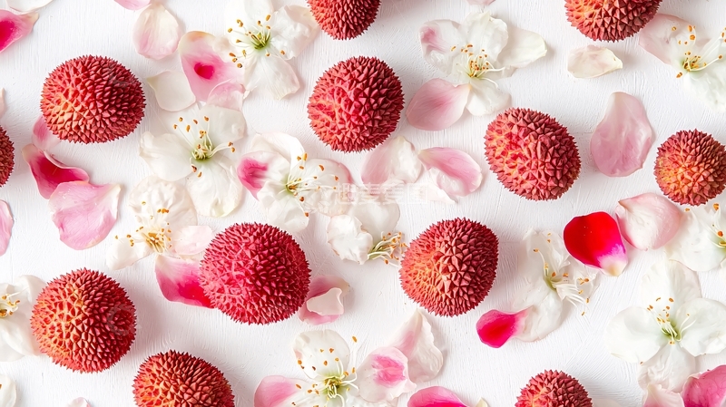 高清大图下载【趣麦麦图】荔枝花瓣背景图