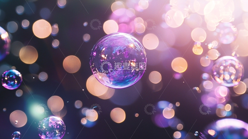 高清大图下载【趣麦麦图】梦幻紫色泡泡背景