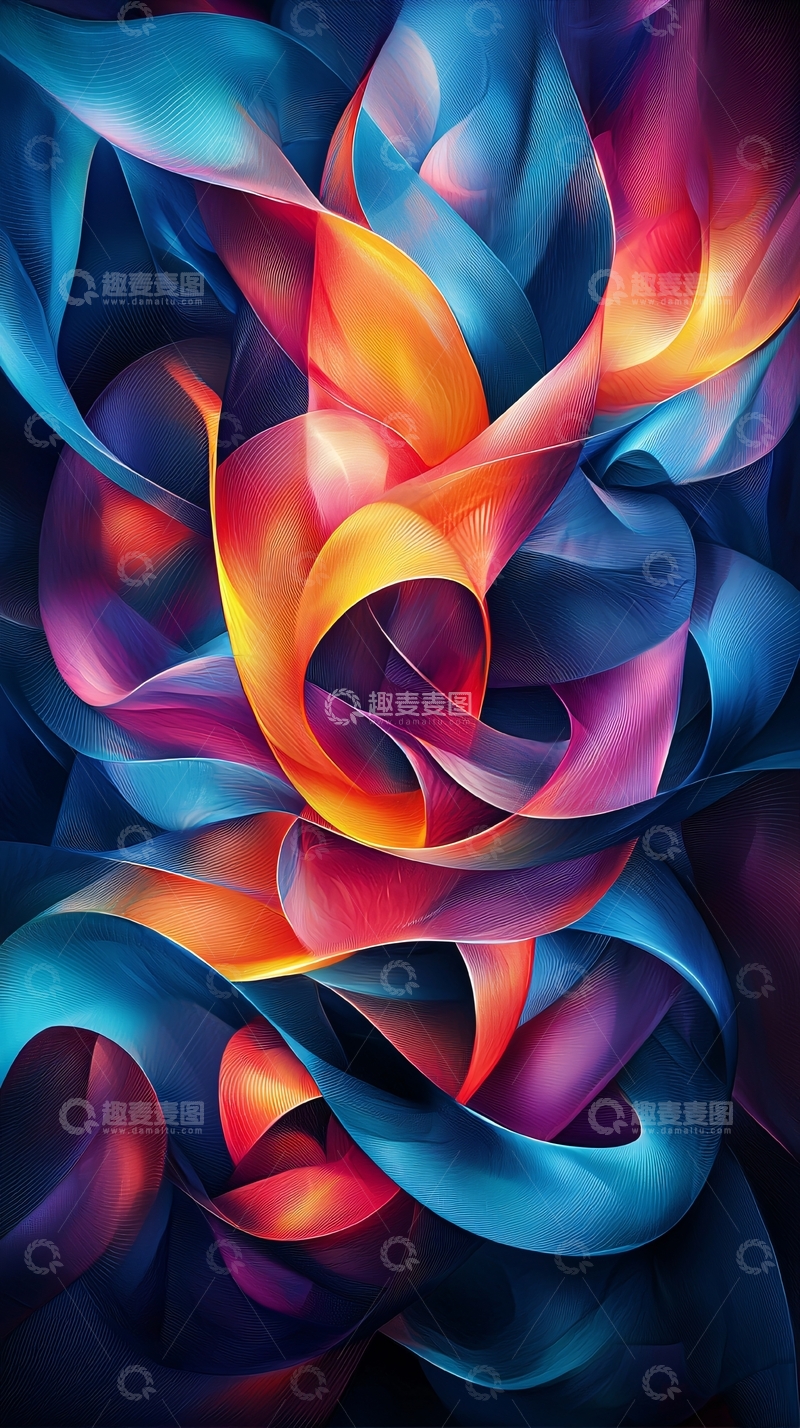 高清大图下载【趣麦麦图】流动的色彩丝带