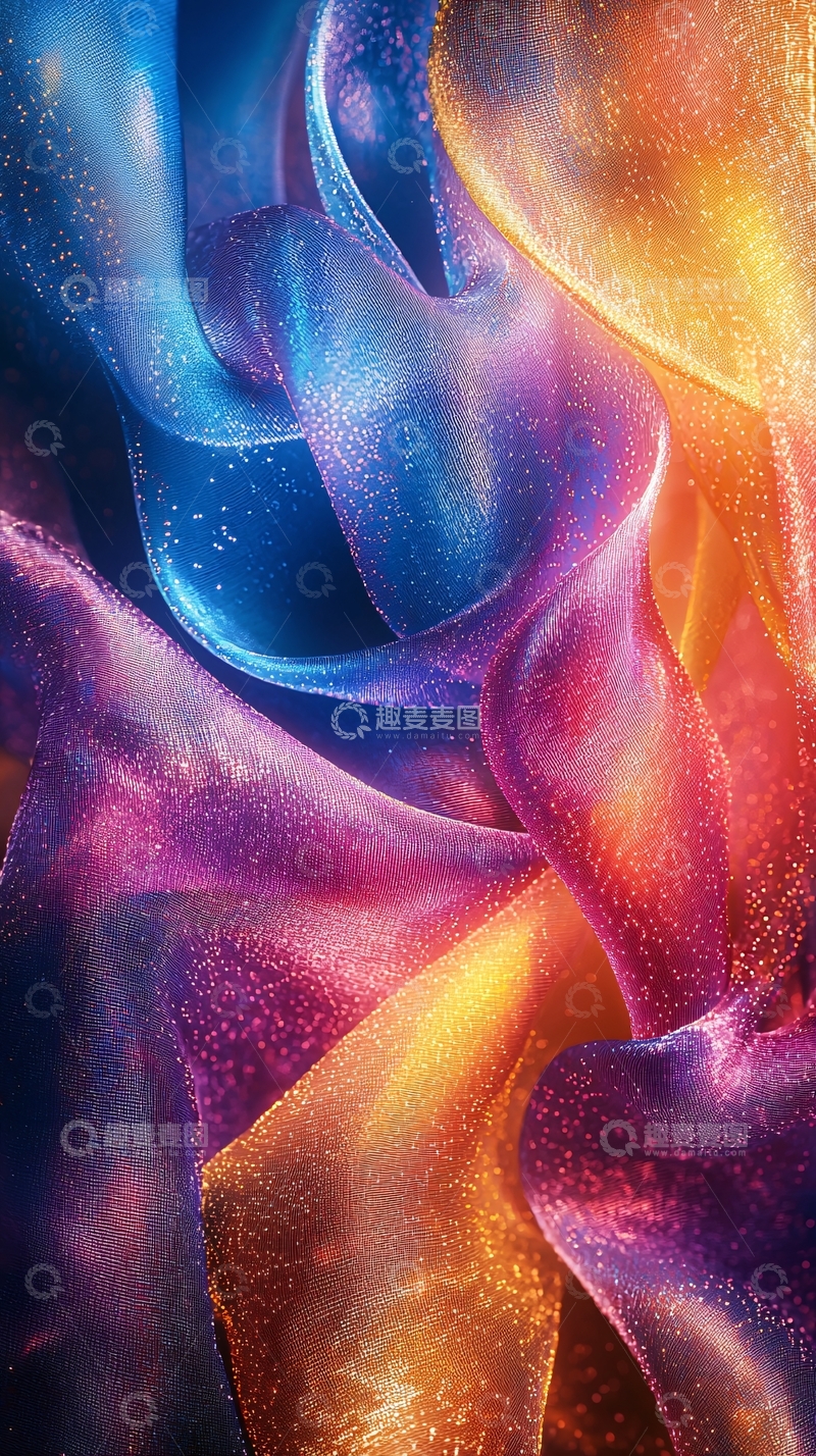 高清大图下载【趣麦麦图】彩色流动纱布质感