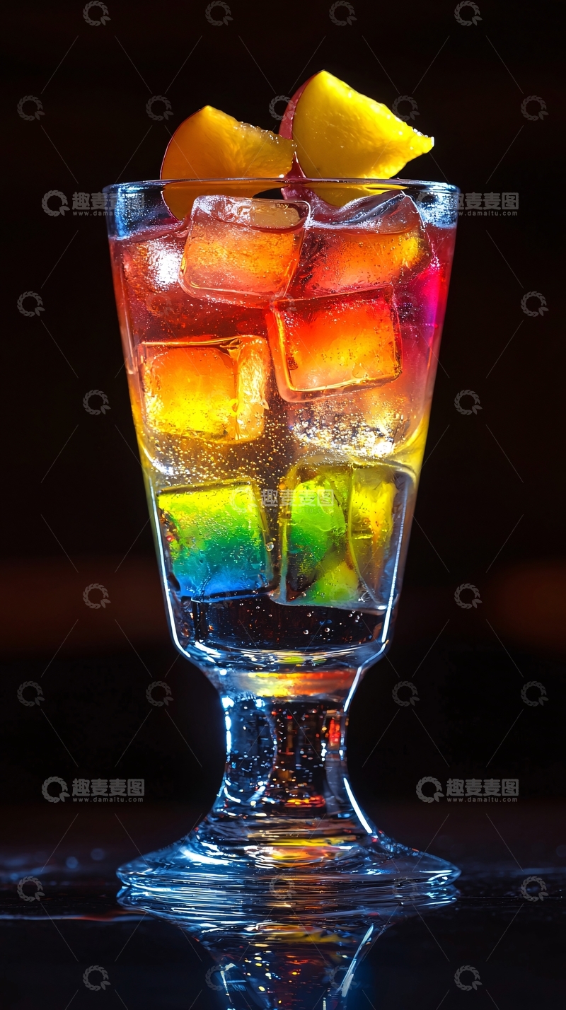 高清大图下载【趣麦麦图】彩虹冰块鸡尾酒