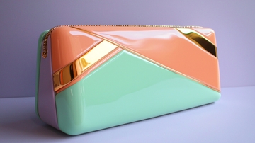 时尚拼色亮面手包