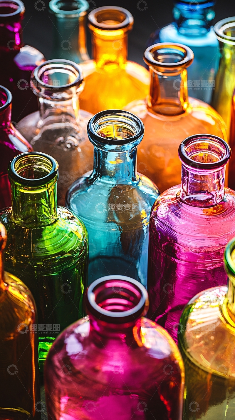 高清大图下载【趣麦麦图】彩色玻璃瓶