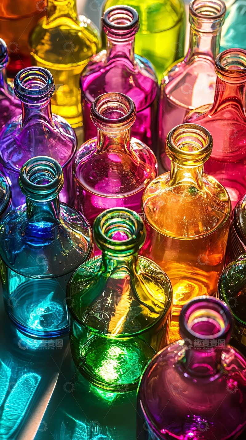 高清大图下载【趣麦麦图】彩色玻璃瓶