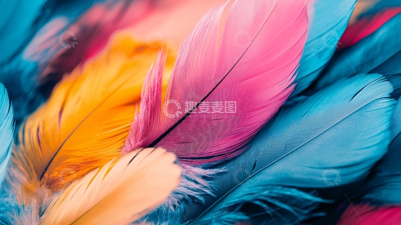 高清大图下载【趣麦麦图】彩色羽毛特写