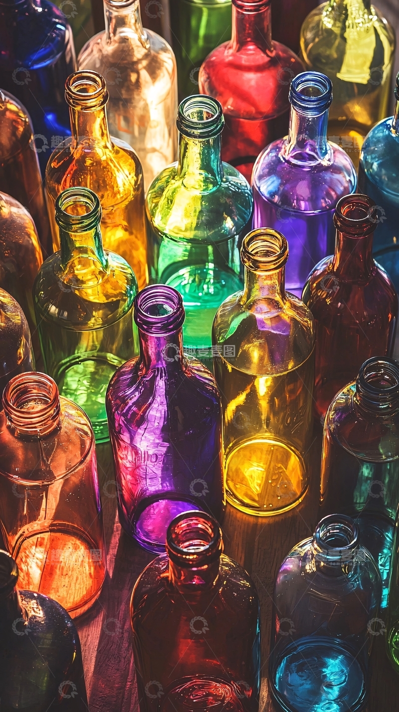 高清大图下载【趣麦麦图】彩色玻璃瓶