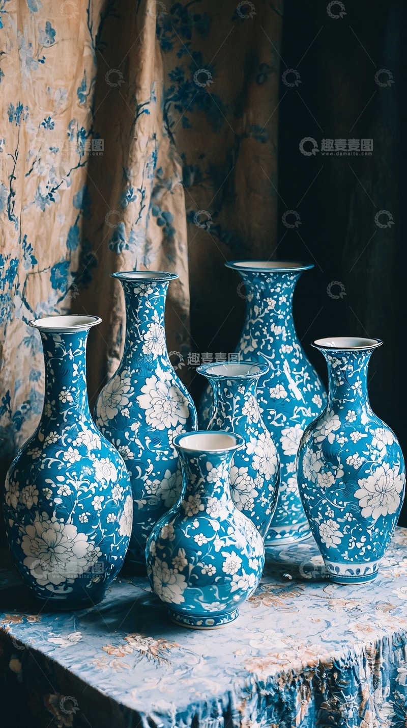 高清大图下载【趣麦麦图】青花瓷瓶摆件