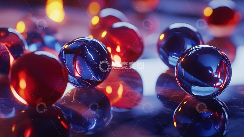 高清大图下载【趣麦麦图】彩色玻璃球特写