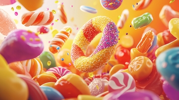 彩色糖果堆积如山