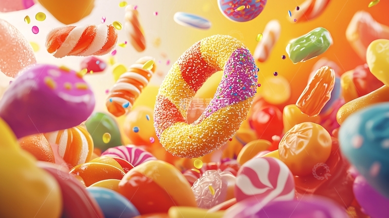 高清大图下载【趣麦麦图】彩色糖果堆积如山
