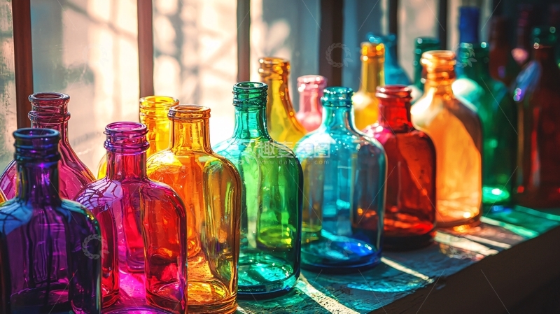 高清大图下载【趣麦麦图】彩色玻璃瓶