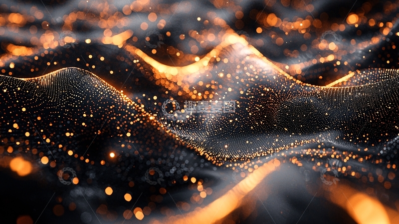 高清大图下载【趣麦麦图】黑色波浪上的金色光点
