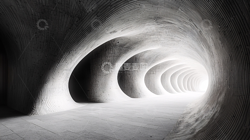 高清大图下载【趣麦麦图】白色拱形隧道尽头的光