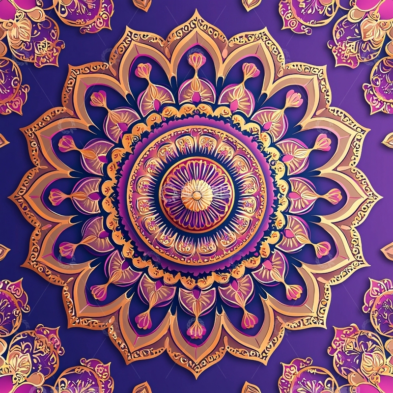 高清大图下载【趣麦麦图】紫色金色曼陀罗