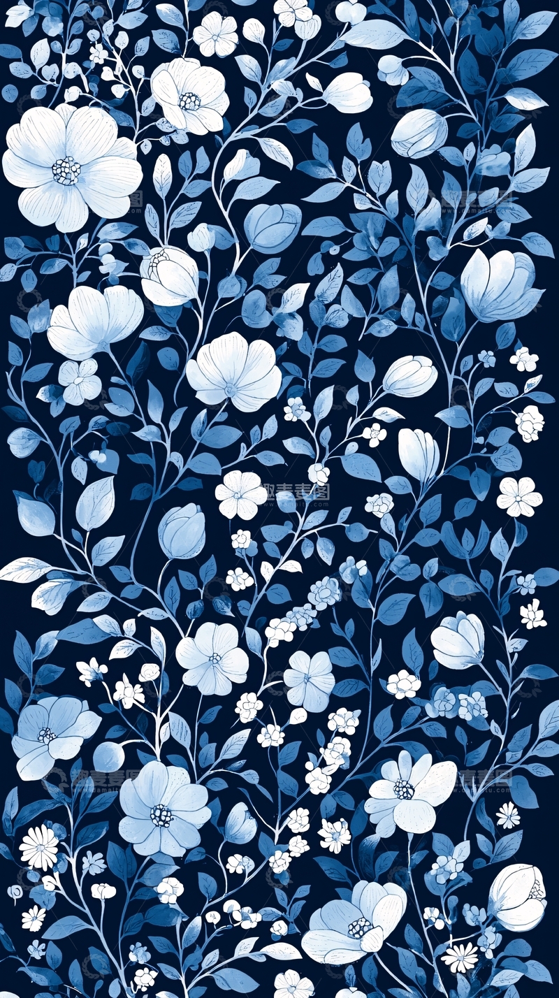高清大图下载【趣麦麦图】蓝色花卉植物背景