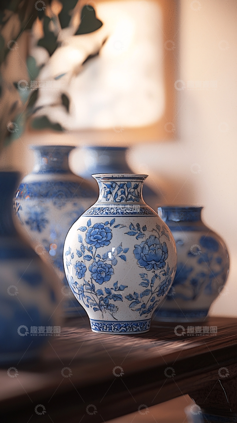 高清大图下载【趣麦麦图】青花瓷花瓶