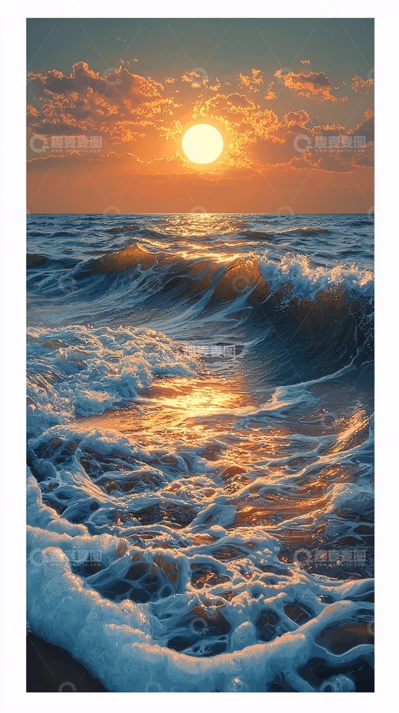 高清大图下载【趣麦麦图】海面日出