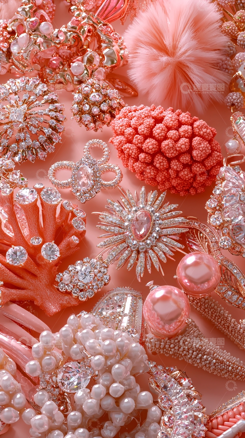 高清大图下载【趣麦麦图】粉色珊瑚配饰