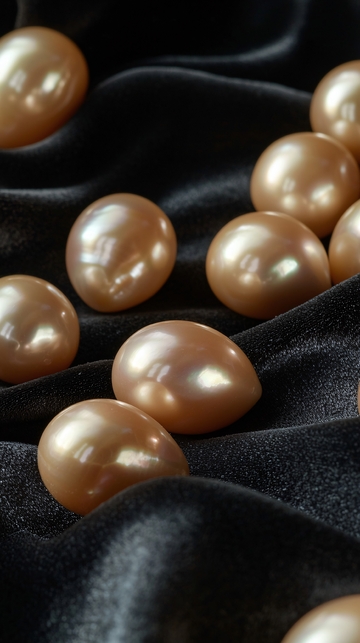 黑丝绒布上散落的金色珍珠