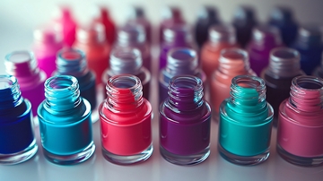 彩色指甲油瓶子特写