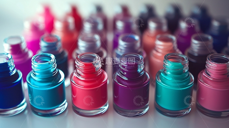 高清大图下载【趣麦麦图】彩色指甲油瓶子特写