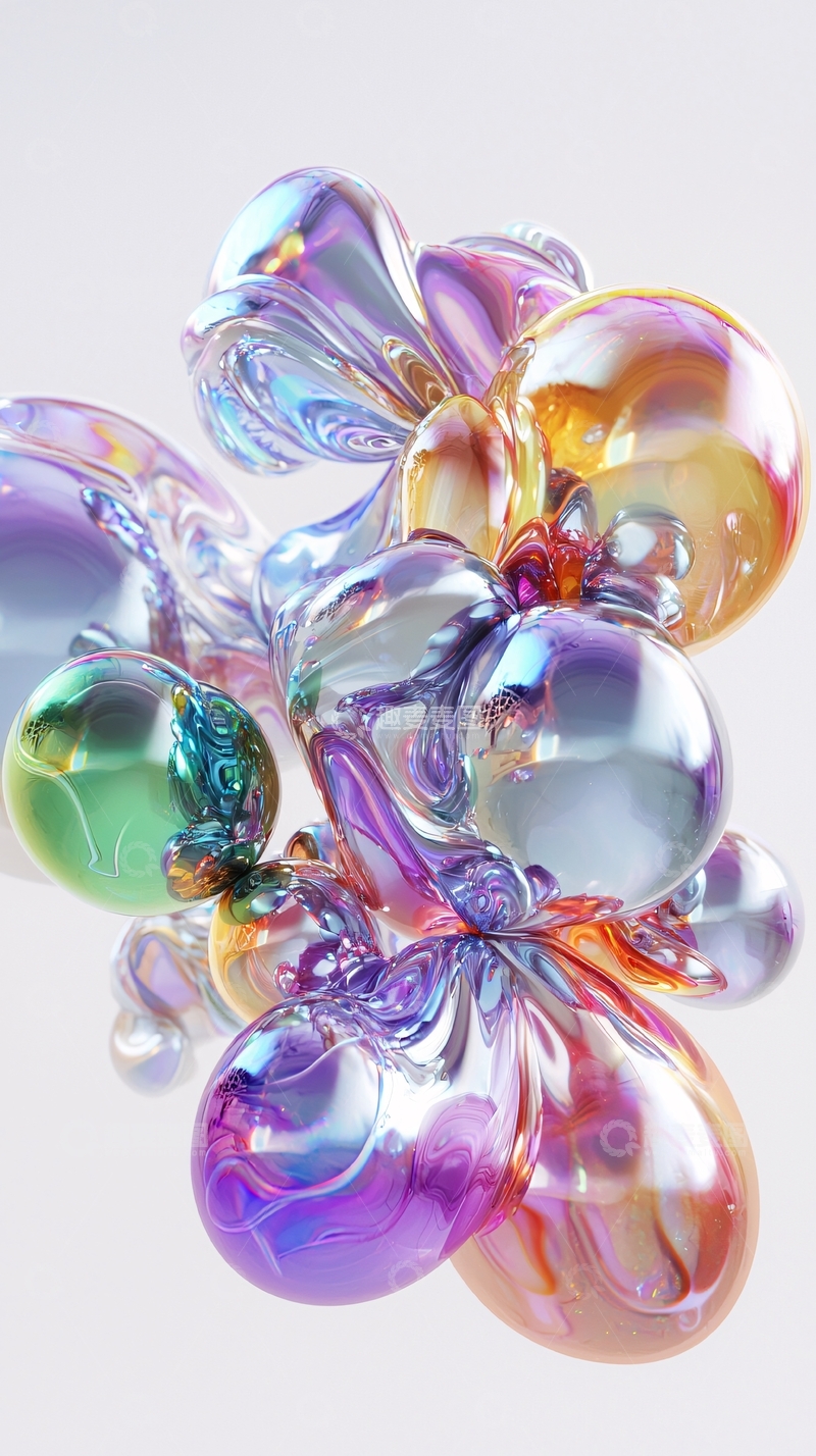 高清大图下载【趣麦麦图】彩虹色液体气泡