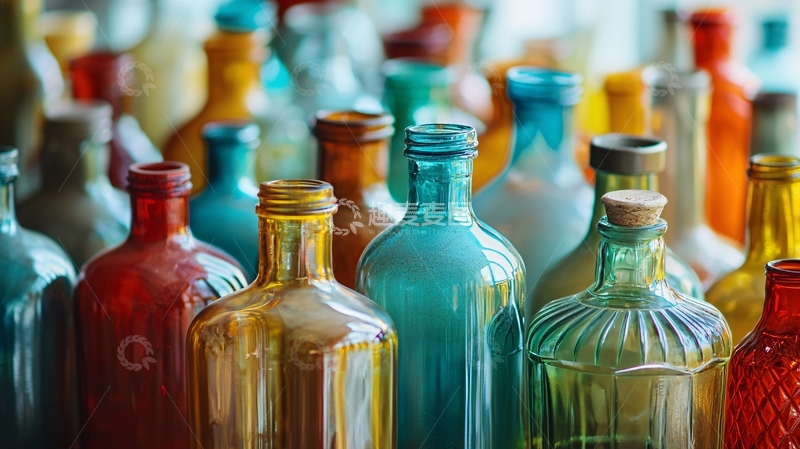 高清大图下载【趣麦麦图】彩色玻璃瓶