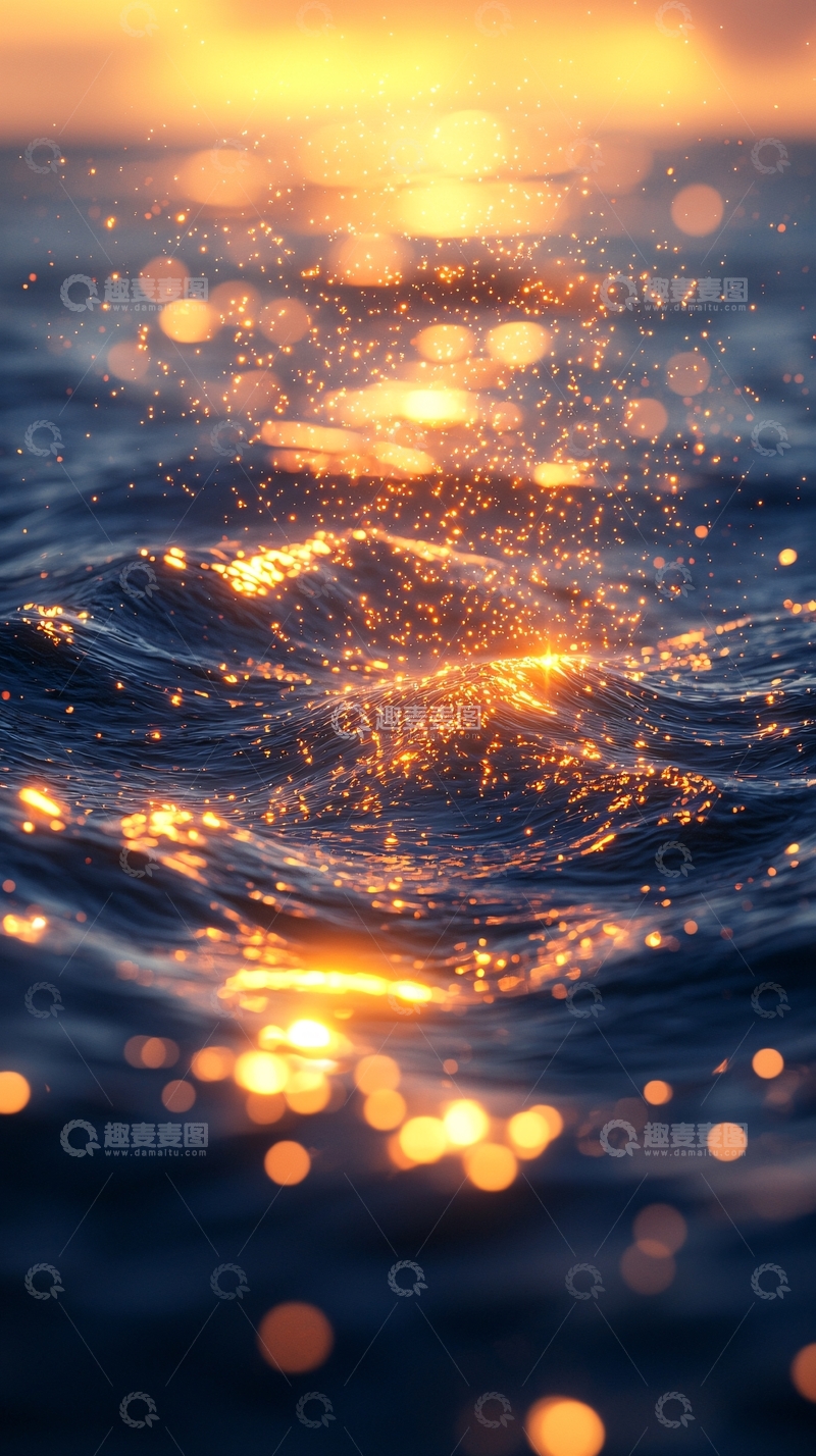 高清大图下载【趣麦麦图】金色阳光洒在海面上