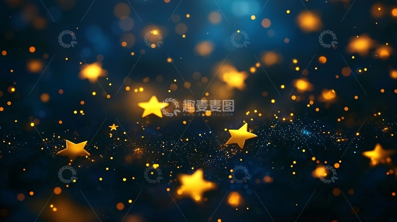 高清大图下载【趣麦麦图】蓝色背景金色星星