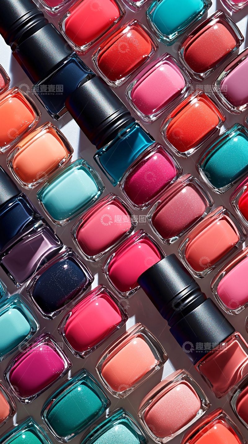 高清大图下载【趣麦麦图】彩色指甲油瓶排列