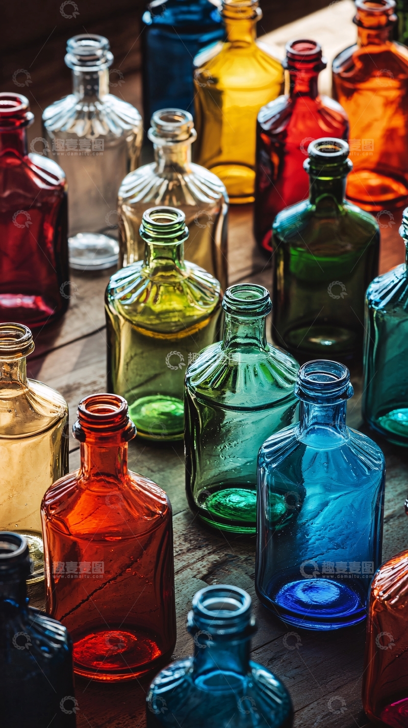 高清大图下载【趣麦麦图】彩色玻璃瓶