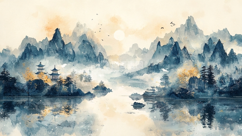 高清大图下载【趣麦麦图】水墨山水中国风意境