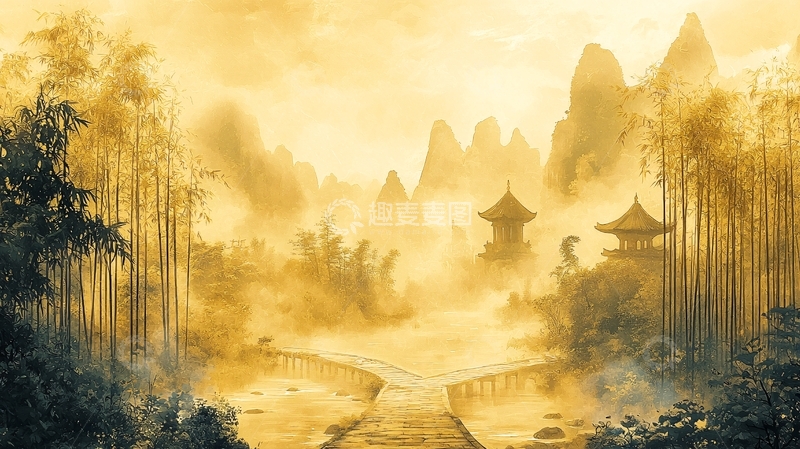 高清大图下载【趣麦麦图】水墨山水意境风景图