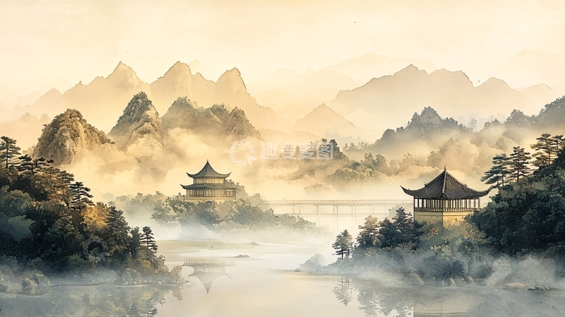 高清大图下载【趣麦麦图】水墨山水画371