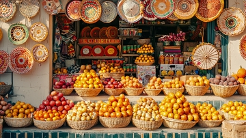 色彩鲜艳的水果摊位