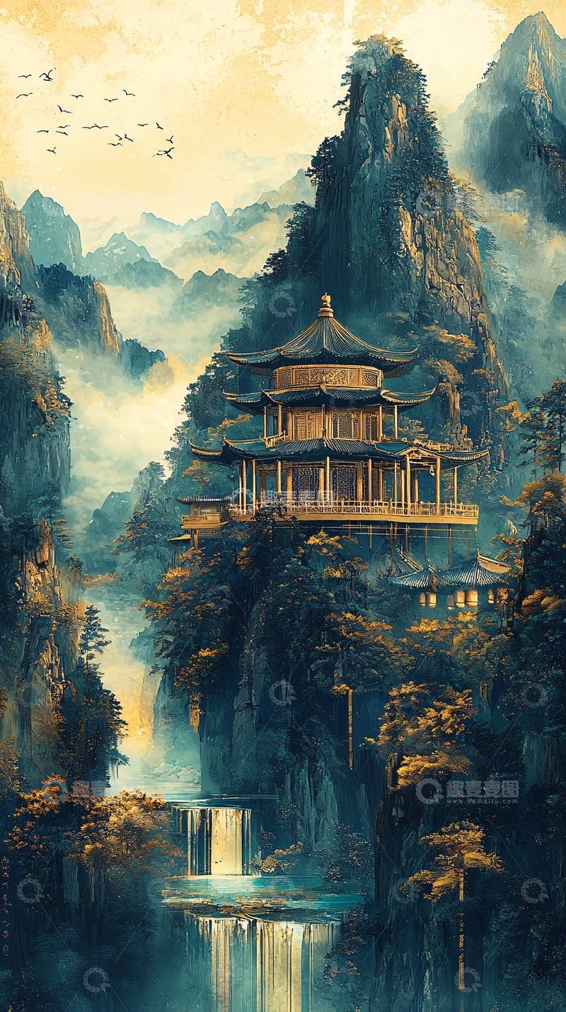 高清大图下载【趣麦麦图】水墨山水画369