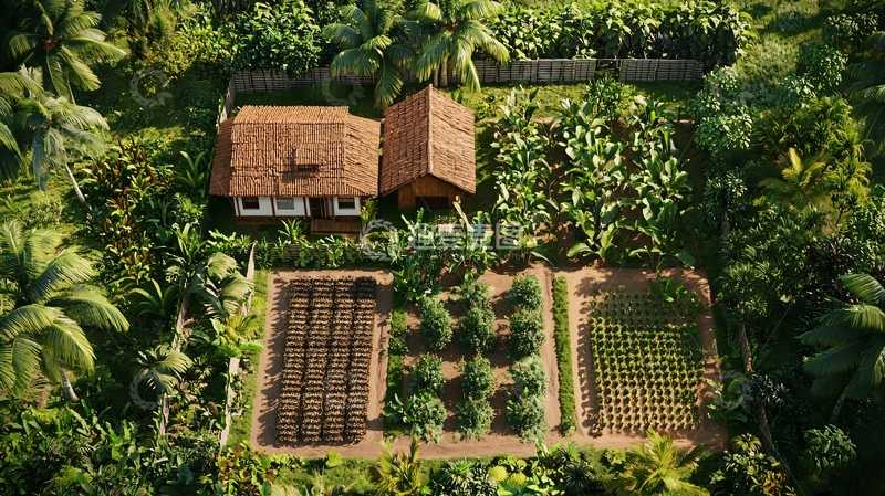 高清大图下载【趣麦麦图】热带乡村住宅俯瞰图