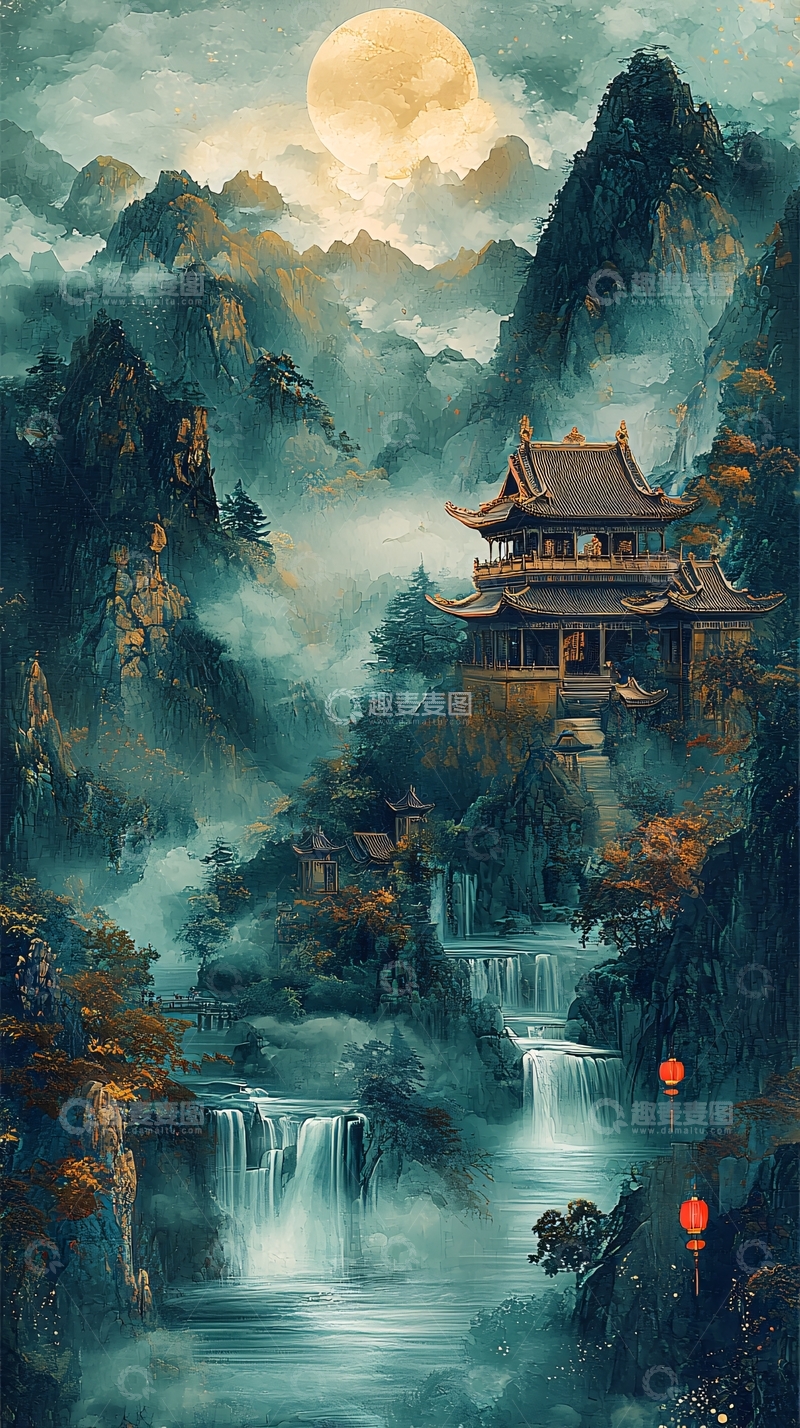 高清大图下载【趣麦麦图】水墨风山水画