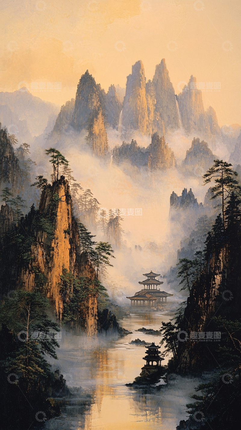 高清大图下载【趣麦麦图】仙境山水画