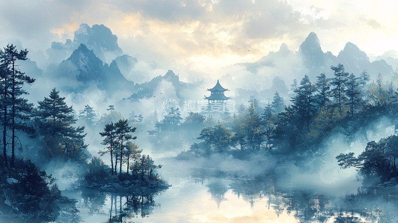 高清大图下载【趣麦麦图】水墨山水画363