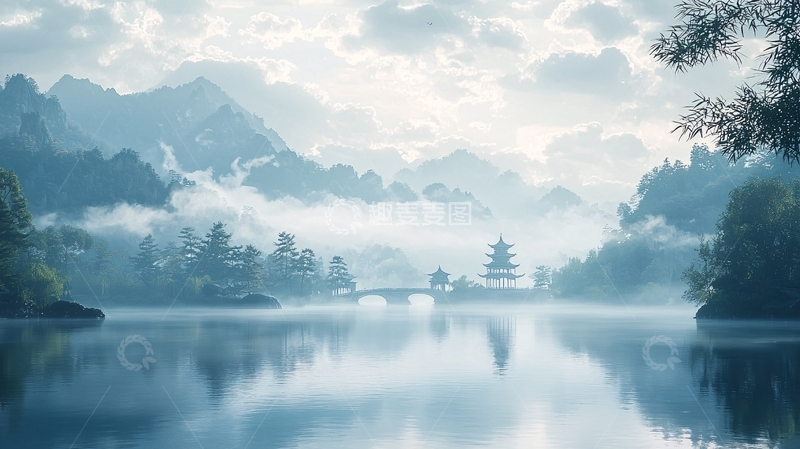 高清大图下载【趣麦麦图】水墨风山水