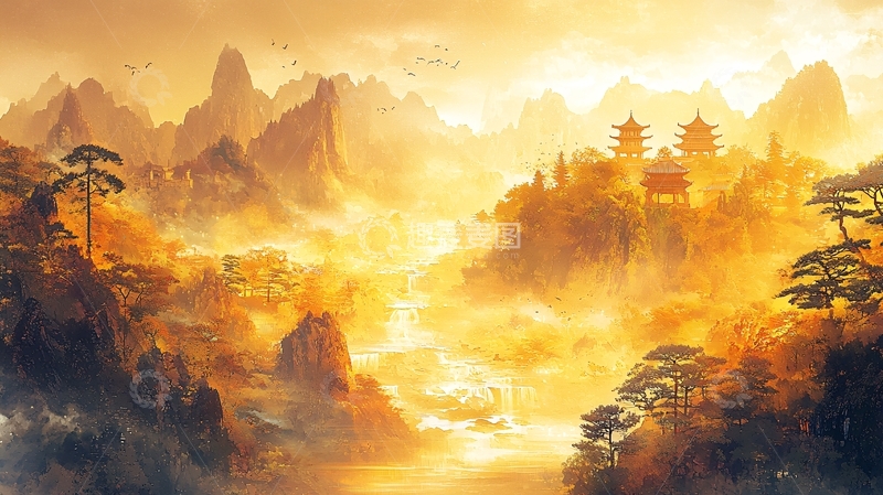 高清大图下载【趣麦麦图】中国风山水画意境